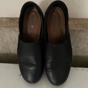 Black Leather Slip-On Shoes